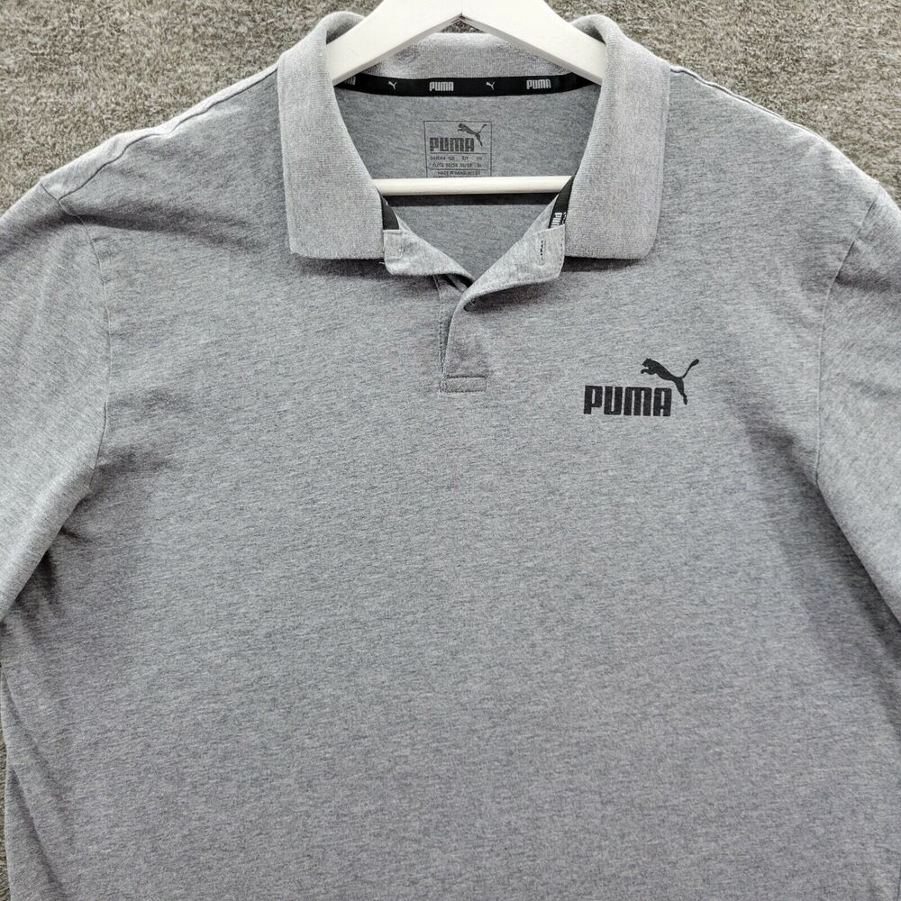Puma Polo Shirt Men's XL Gray Short Sleeve Solid Logo Collar Casual - Picture 2 of 10
